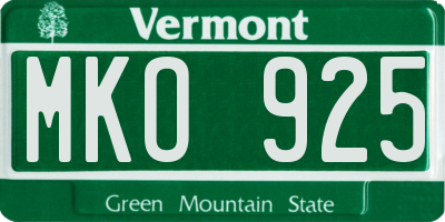 VT license plate MKO925