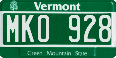 VT license plate MKO928