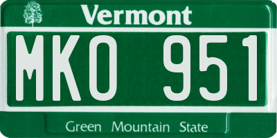 VT license plate MKO951
