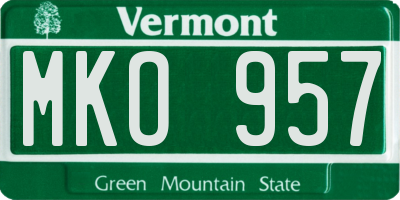VT license plate MKO957