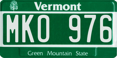 VT license plate MKO976