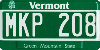 VT license plate MKP208