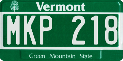 VT license plate MKP218