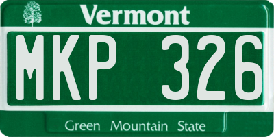 VT license plate MKP326