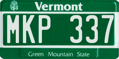 VT license plate MKP337