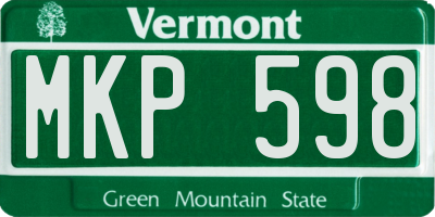 VT license plate MKP598