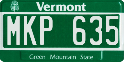 VT license plate MKP635