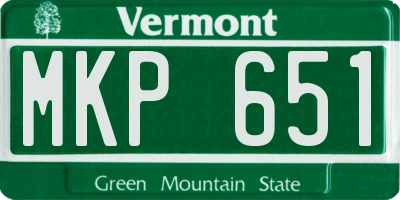 VT license plate MKP651