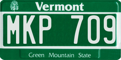VT license plate MKP709