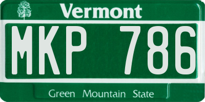 VT license plate MKP786