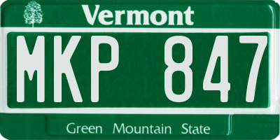 VT license plate MKP847