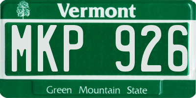 VT license plate MKP926