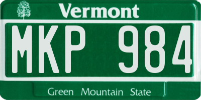 VT license plate MKP984