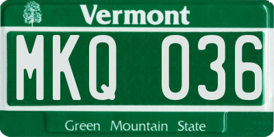 VT license plate MKQ036