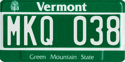 VT license plate MKQ038
