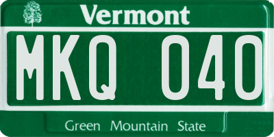 VT license plate MKQ040