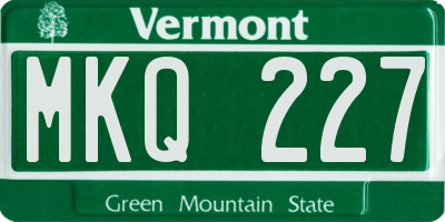 VT license plate MKQ227
