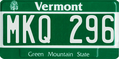 VT license plate MKQ296
