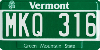 VT license plate MKQ316