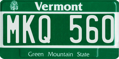 VT license plate MKQ560