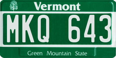 VT license plate MKQ643