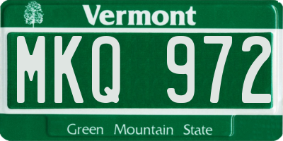 VT license plate MKQ972