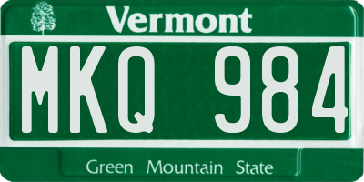 VT license plate MKQ984