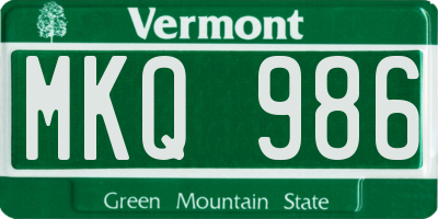 VT license plate MKQ986