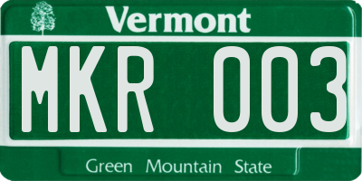 VT license plate MKR003