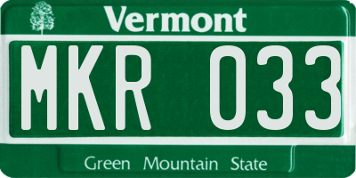 VT license plate MKR033