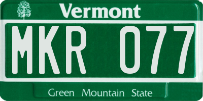 VT license plate MKR077