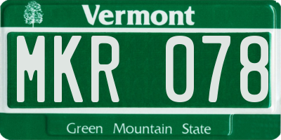 VT license plate MKR078