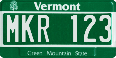 VT license plate MKR123