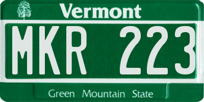 VT license plate MKR223