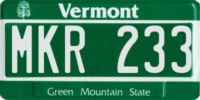 VT license plate MKR233