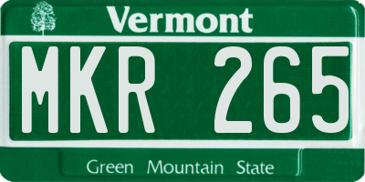 VT license plate MKR265
