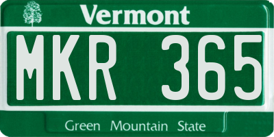 VT license plate MKR365