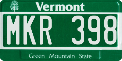 VT license plate MKR398