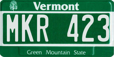 VT license plate MKR423