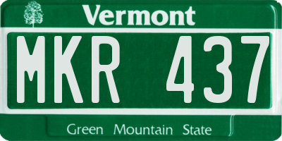 VT license plate MKR437