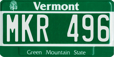 VT license plate MKR496