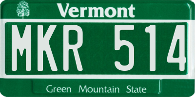 VT license plate MKR514