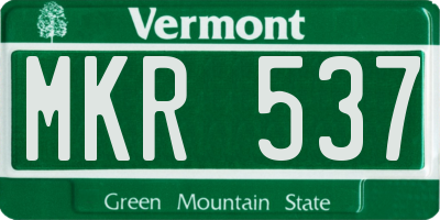VT license plate MKR537