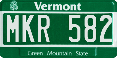 VT license plate MKR582
