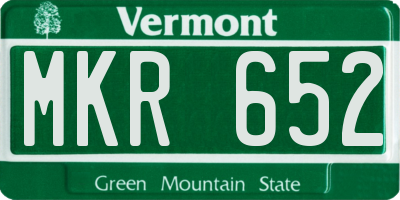 VT license plate MKR652