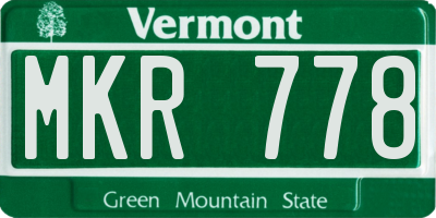 VT license plate MKR778