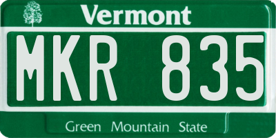 VT license plate MKR835