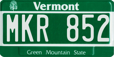 VT license plate MKR852