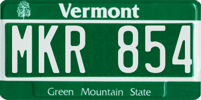 VT license plate MKR854