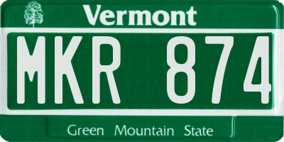 VT license plate MKR874